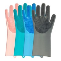 Newest Silicone Scrubber Brush Kitchen Household Reusable Silicone Cleaning Gloves